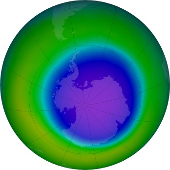 Antarctic ozone map for 2020-10